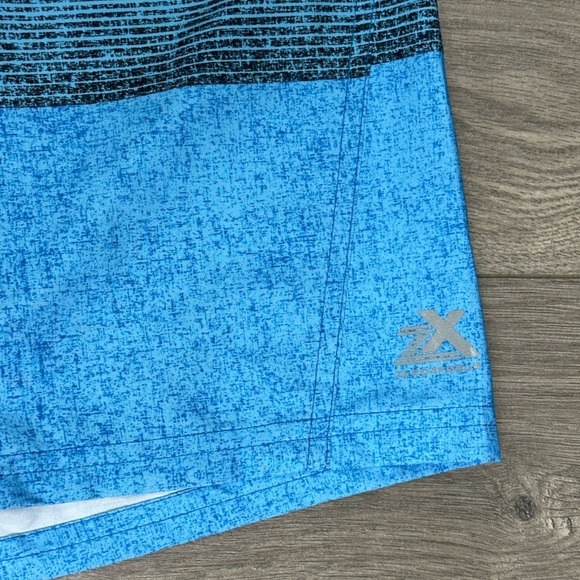 Men's Zeroxposur Medium 32 - 34 Swim Drawstring Shorts Trunks Stripes Blue Fern - Picture 6 of 10